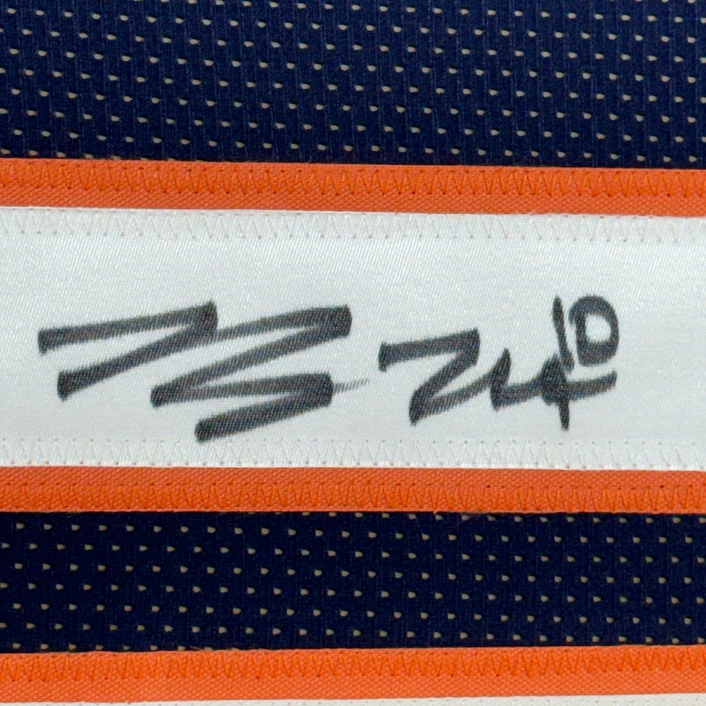 Framed Autographed/Signed Bo Nix 35x39 Denver Blue Football Jersey Beckett BAS COA