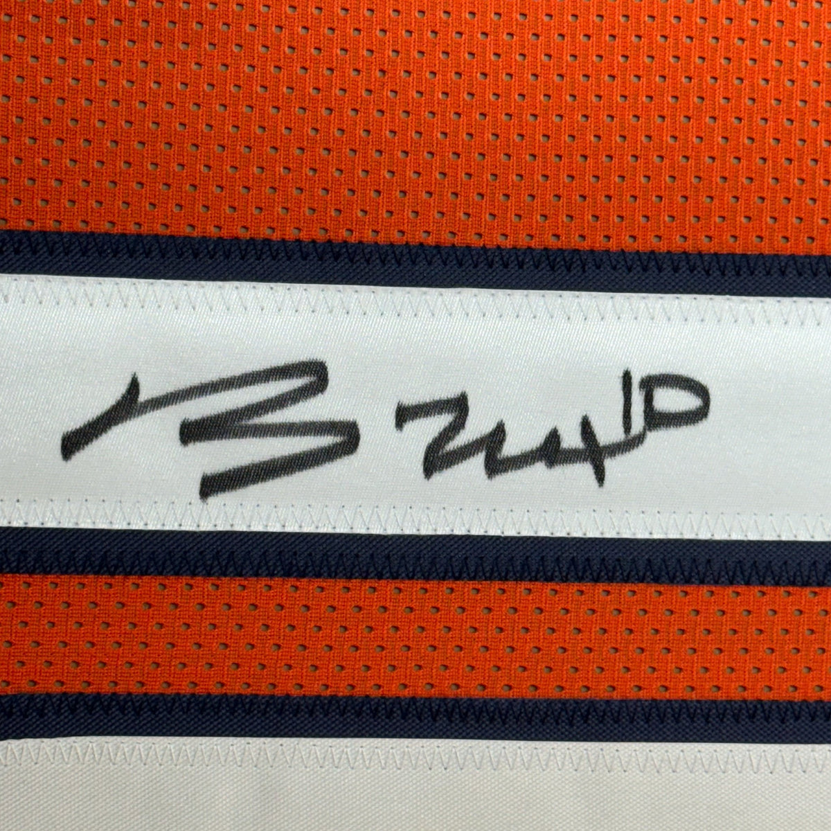 Framed Autographed/Signed Bo Nix 35x39 Denver Orange Football Jersey Beckett BAS COA