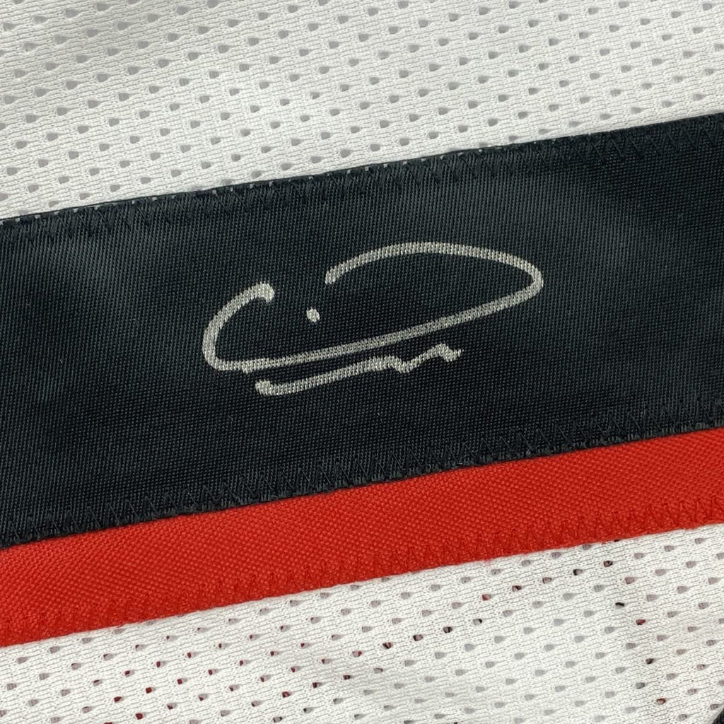 Framed Autographed/Signed Calvin Ridley 35x39 Atlanta White Football Jersey JSA COA