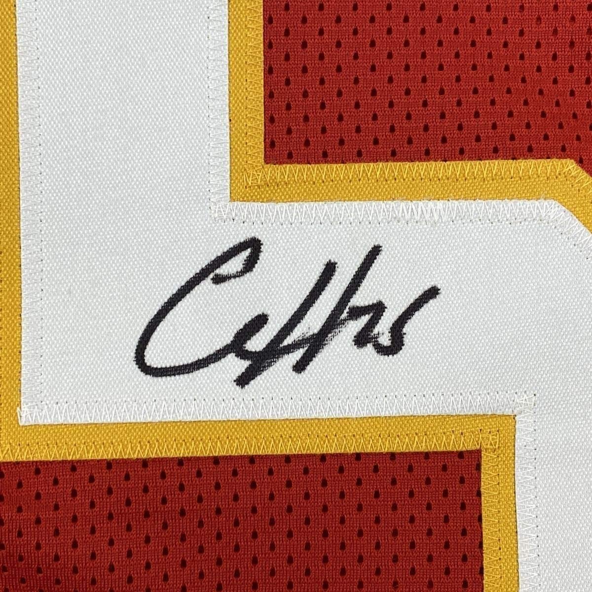 Framed Autographed/Signed Clyde Edwards-Helaire 35x39 Kansas City Red Football Jersey Beckett BAS COA