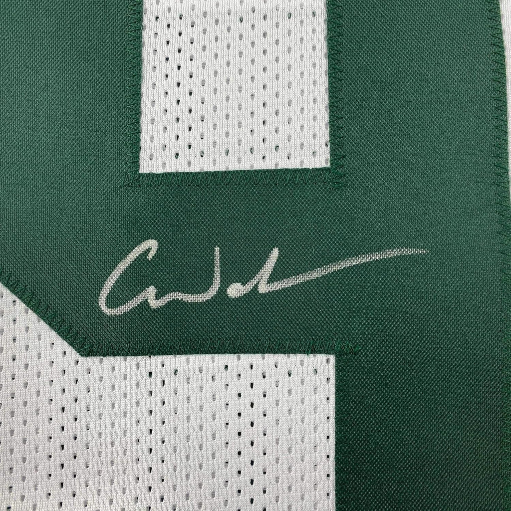 Framed Autographed/Signed Christian Watson 35x39 Green Bay White Football Jersey Beckett BAS COA