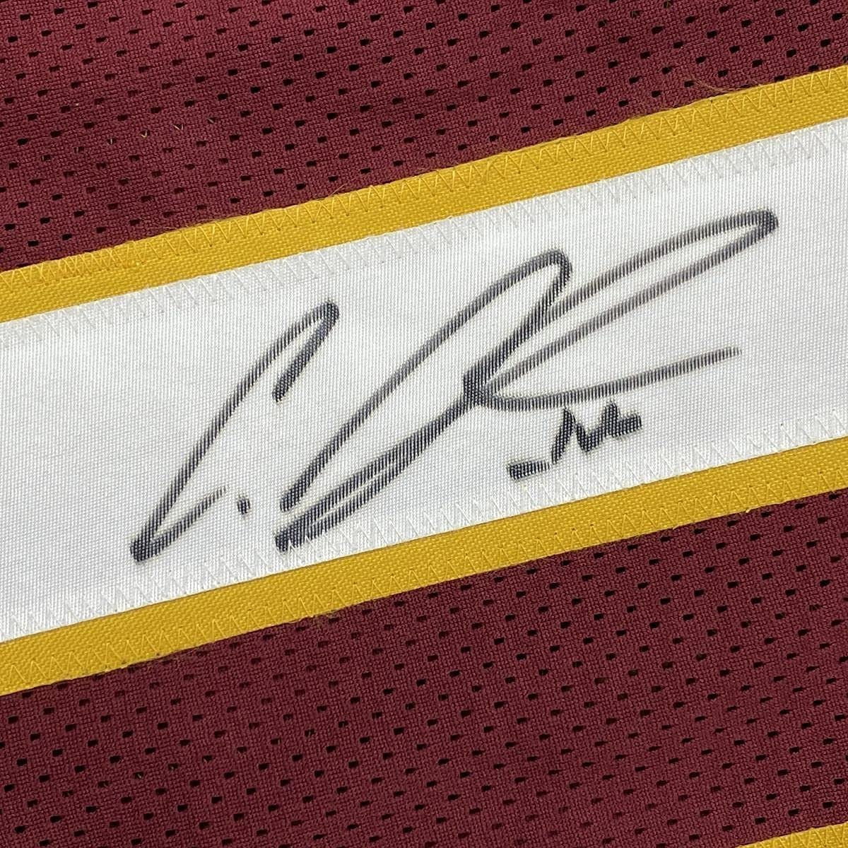 Framed Autographed/Signed Curtis Samuel 35x39 Washington Burgundy Football Jersey JSA COA
