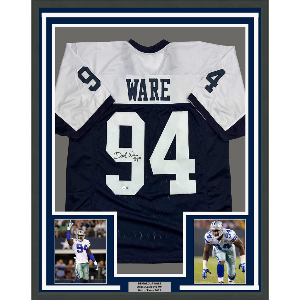 Framed Autographed/Signed Demarcus Ware 35x39 Dallas Thanksgiving Day Football Jersey Beckett BAS COA