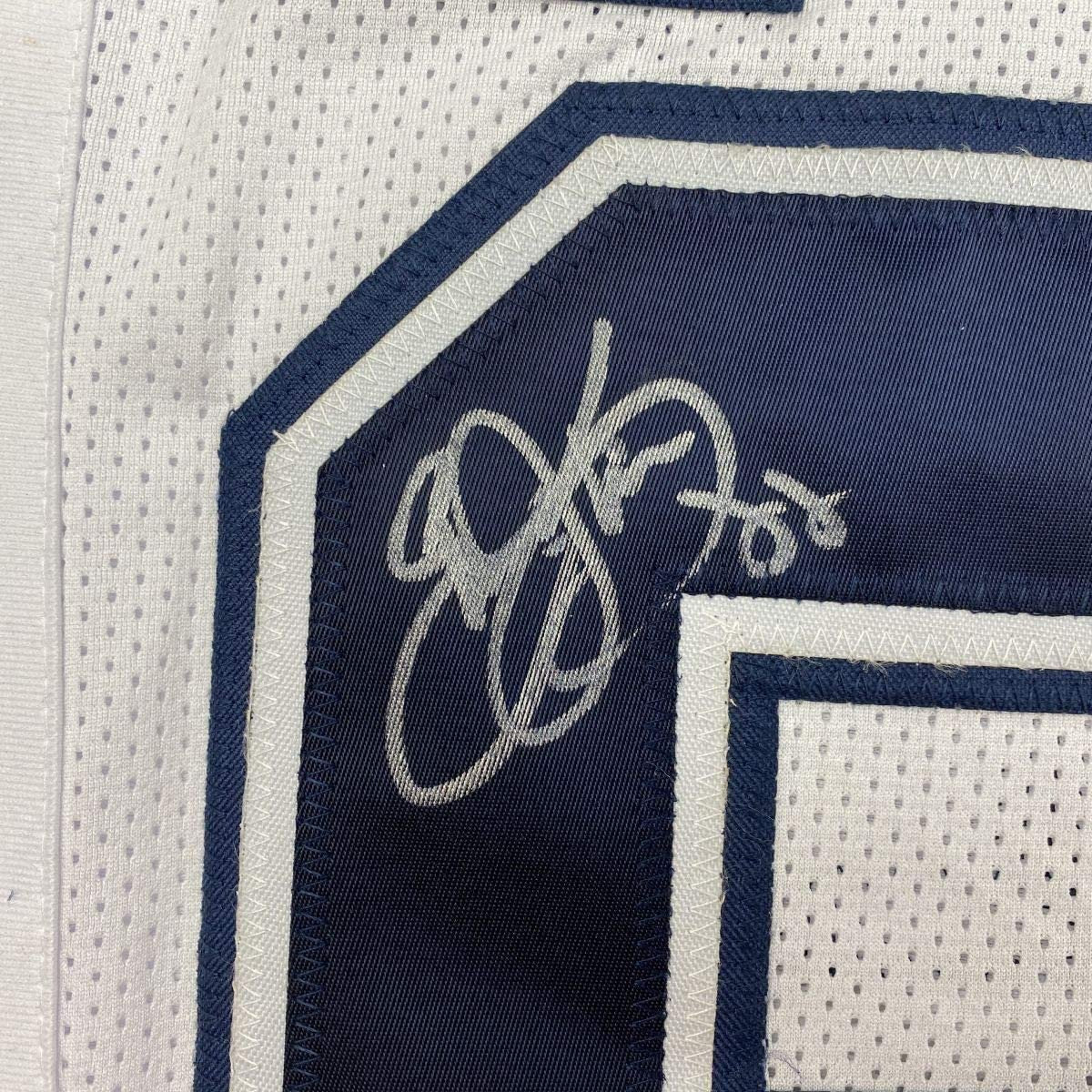 Framed Autographed/Signed Emmitt Smith 35x39 Dallas White Football Jersey GTSM COA Hologram Only