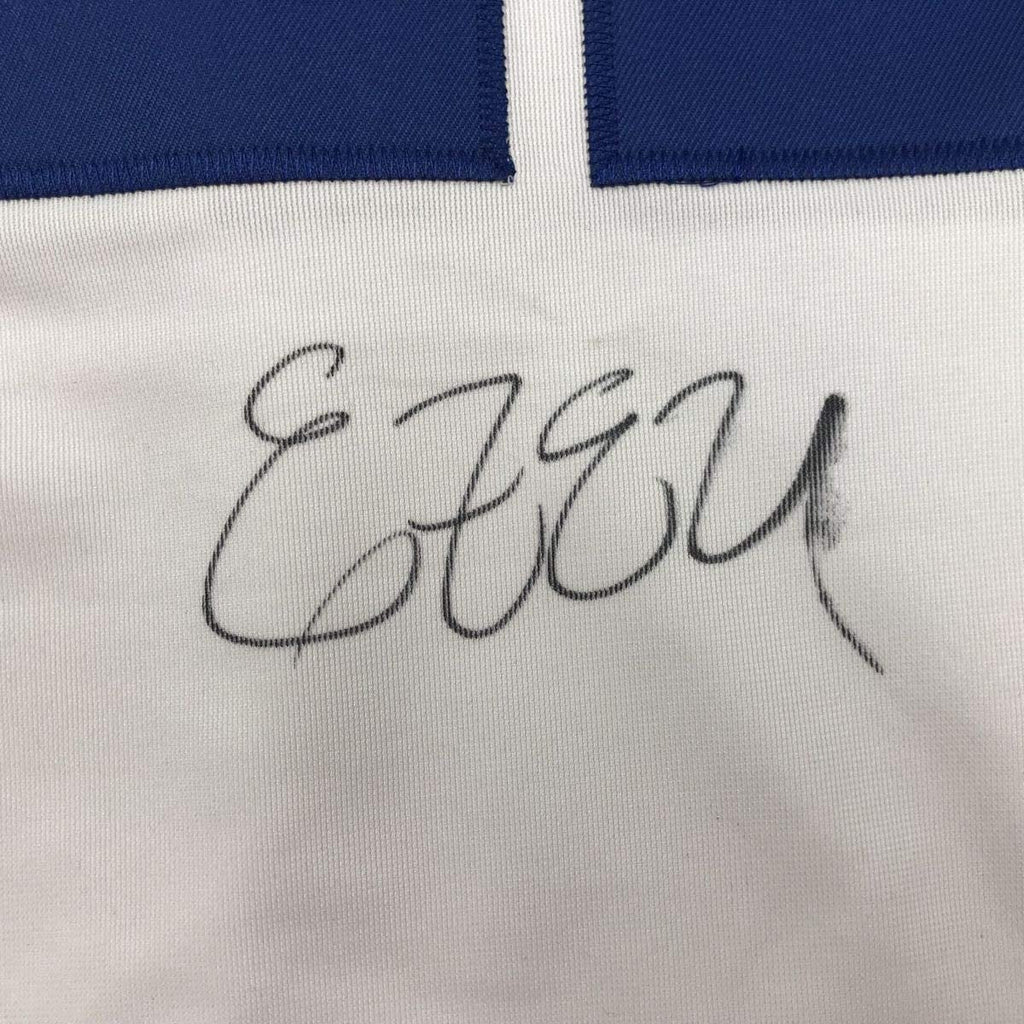 Framed Autographed/Signed Ezekiel Elliott 35x39 Dallas White Football Jersey PSA/DNA COA #2