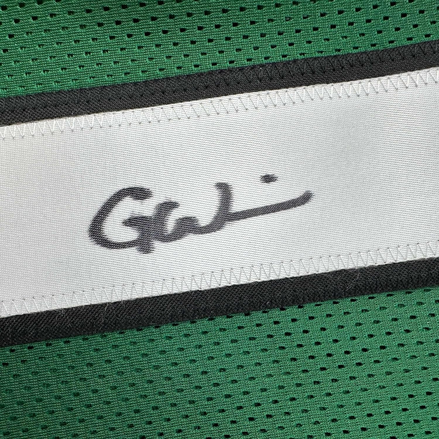 Framed Autographed/Signed Garrett Wilson 35x39 New York Green Football Jersey JSA COA