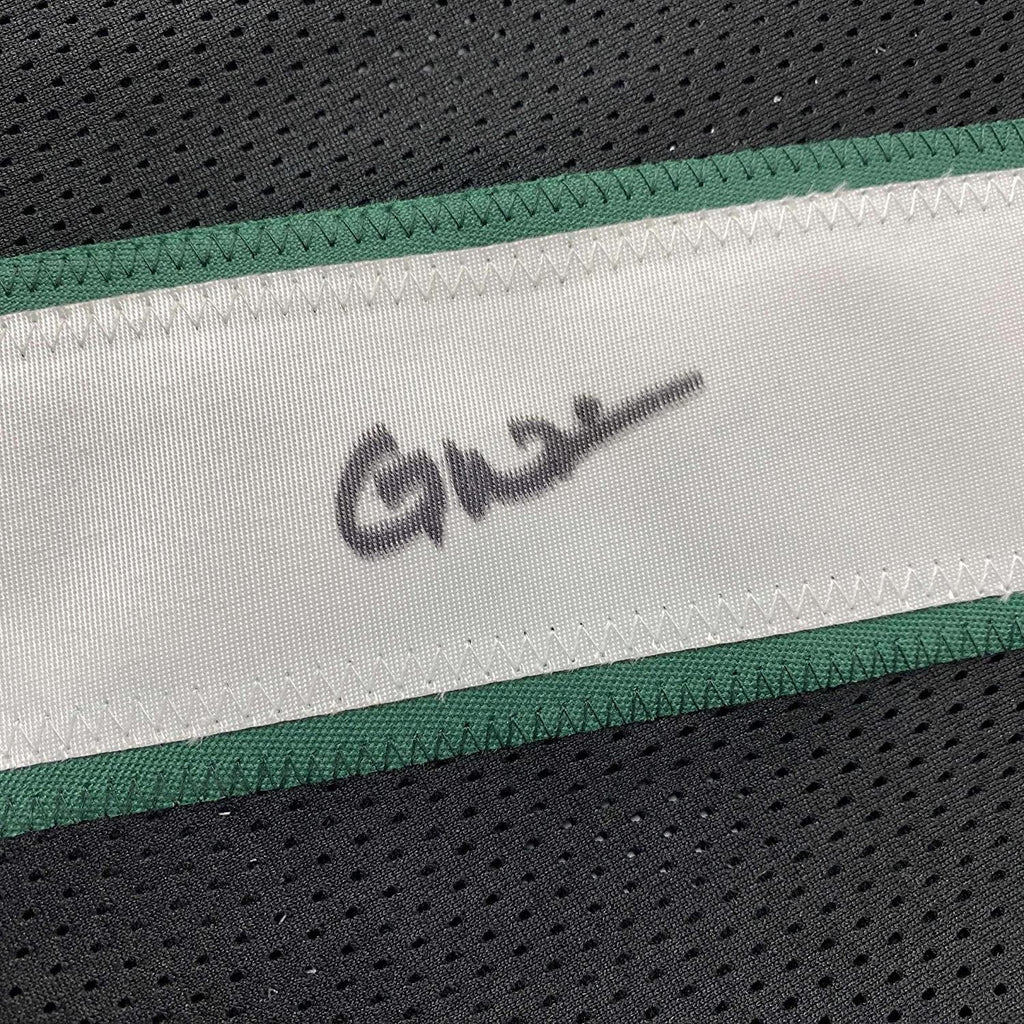 Framed Autographed/Signed Garrett Wilson 35x39 New York Black Football Jersey JSA COA
