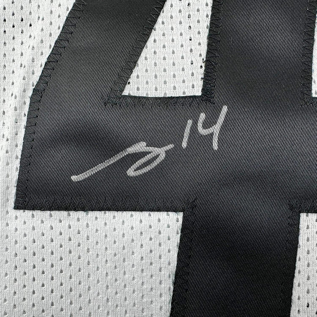Framed Autographed/Signed George Pickens 35x39 Pittsburgh White Football Jersey JSA COA