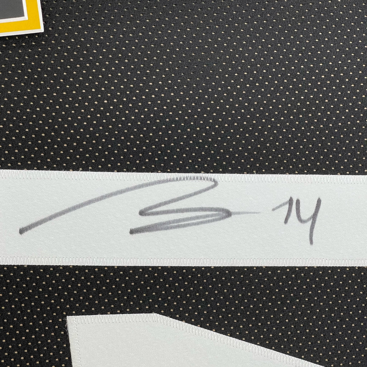 Framed Autographed/Signed George Pickens 35x39 Pittsburgh Black Football Jersey JSA COA