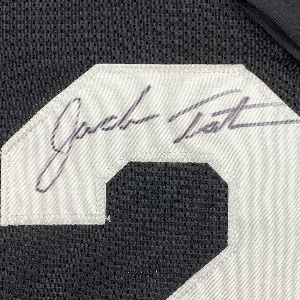 Framed Autographed/Signed Jack Tatum 35x39 Oakland Black Football Jersey JSA COA #2