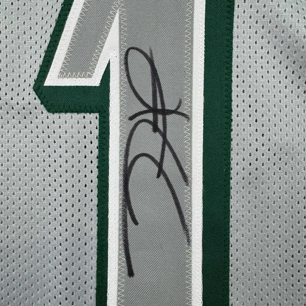 Framed Autographed/Signed Jalen Hurts 35x39 Philadelphia Silver Football Jersey JSA COA