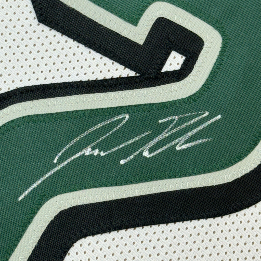Framed Autographed/Signed Jason Kelce 35x39 Philadelphia White Football Jersey PSA/DNA COA