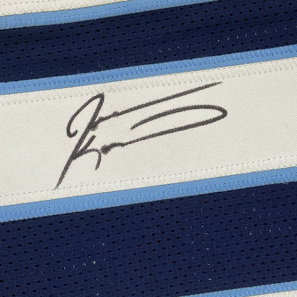 Framed Autographed/Signed Jevon Kearse 35x39 Tennessee Dark Blue Football Jersey JSA COA