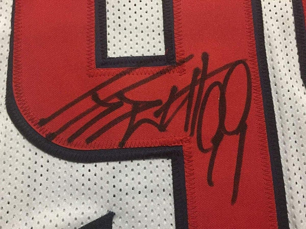 Framed Autographed/Signed J.J. JJ Watt 35x39 Houston White Football Jersey JSA COA
