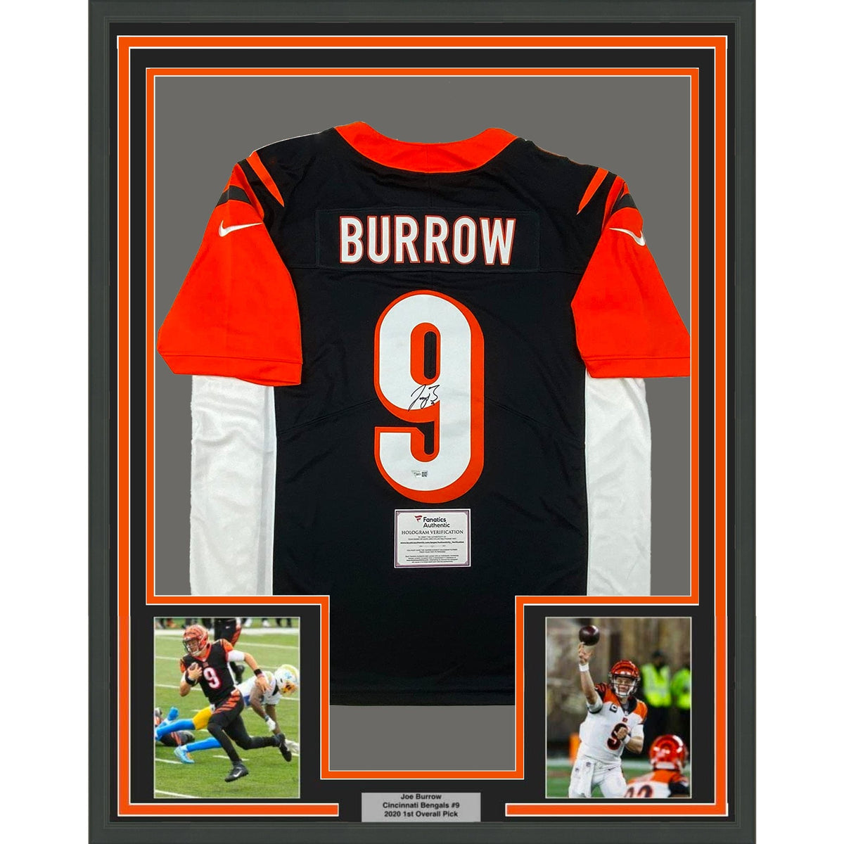 Framed Autographed/Signed Joe Burrow 35x39 Cincinnati Bengals Black Authentic Nike Limited Football Jersey Fanatics COA