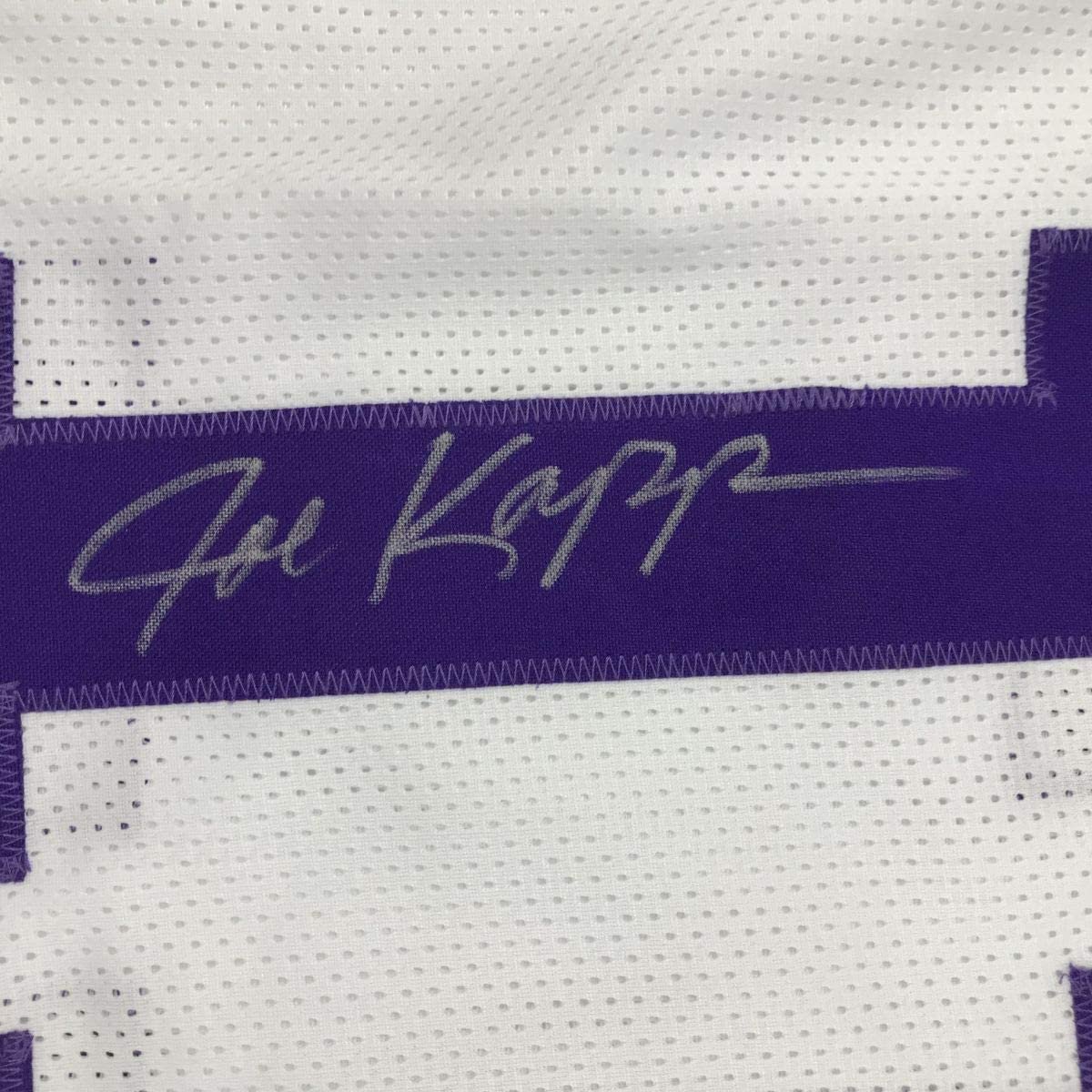 Framed Autographed/Signed Joe Kapp 35x39 Minnesota White Football Jersey JSA COA
