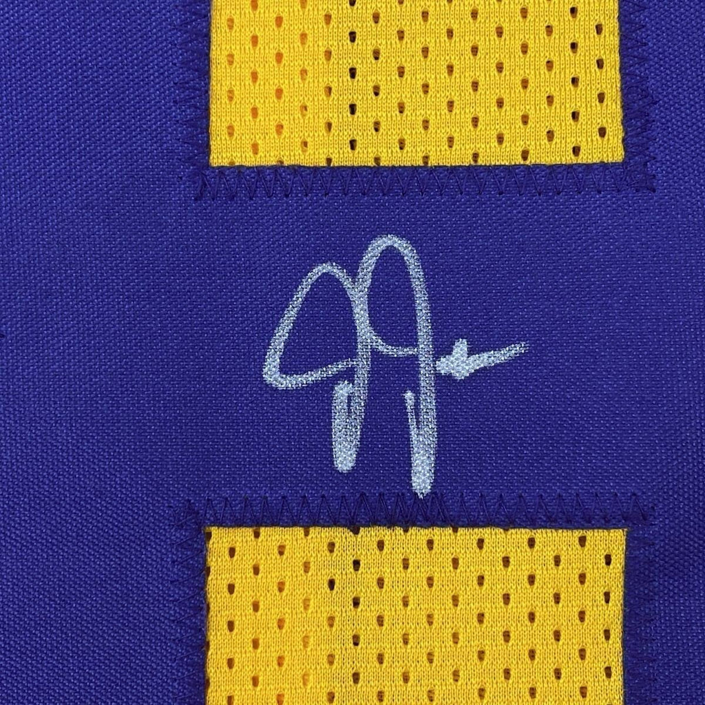 Framed Autographed/Signed Justin Jefferson 35x39 Minnesota Yellow Football Jersey JSA COA