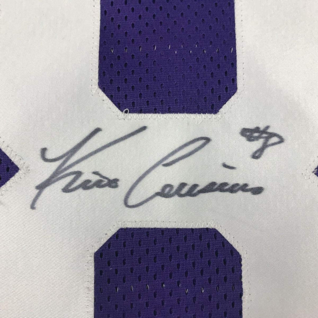 Framed Autographed/Signed Kirk Cousins 35x39 Minnesota Purple Football Jersey PSA/DNA COA