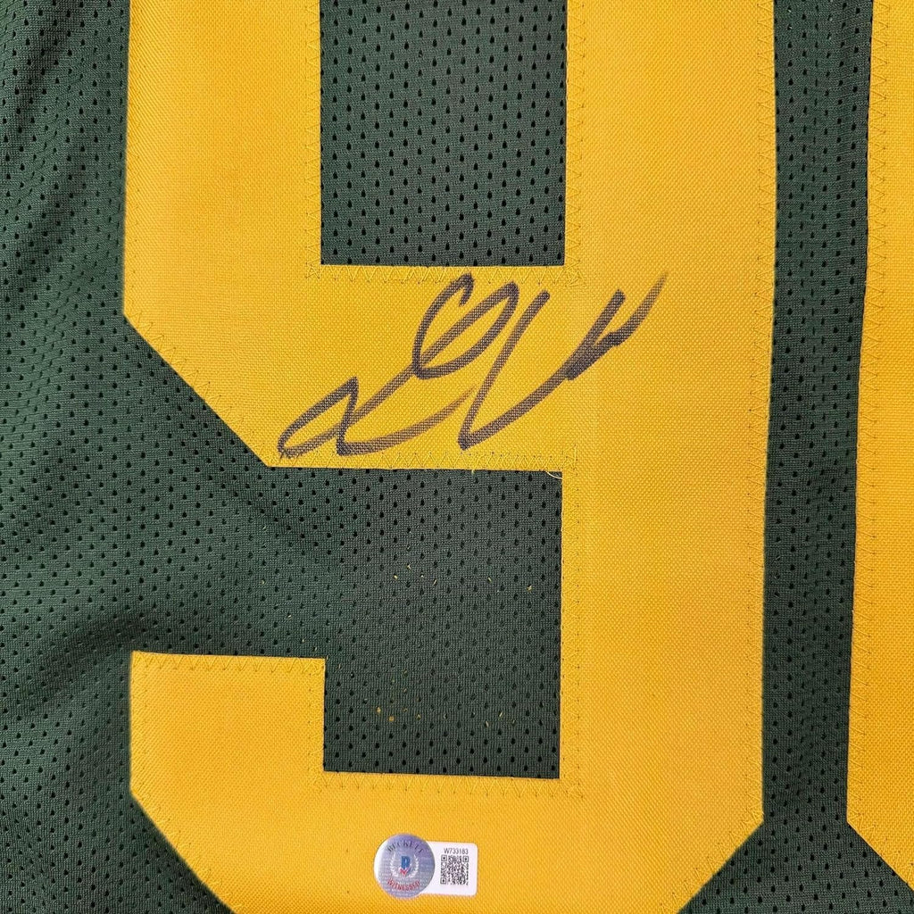 Framed Autographed/Signed Lukas Van Ness 35x39 Green Bay Color Rush Football Jersey Beckett BAS COA