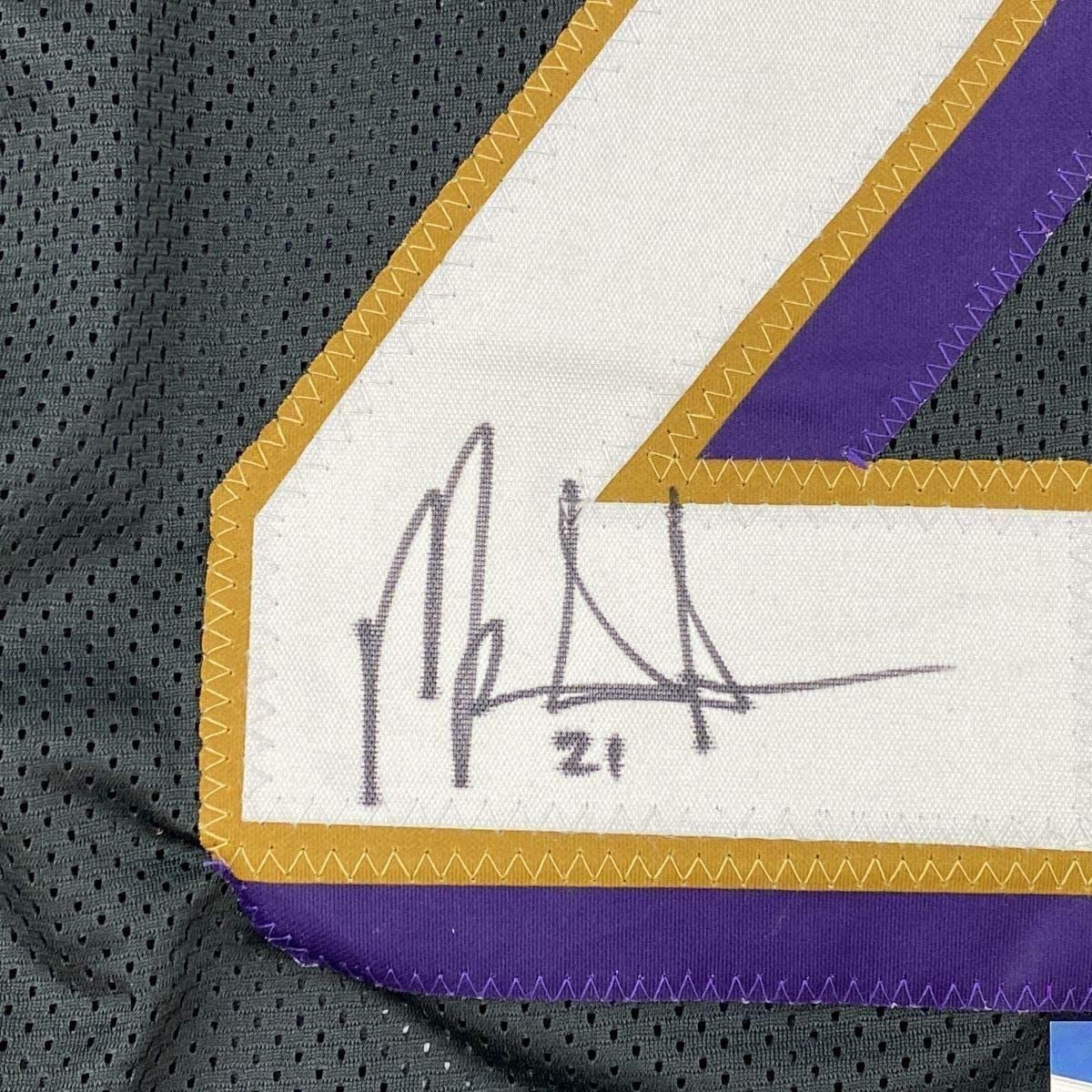 Framed Autographed/Signed Mark Ingram II 35x39 Baltimore Black Football Jersey Beckett BAS COA