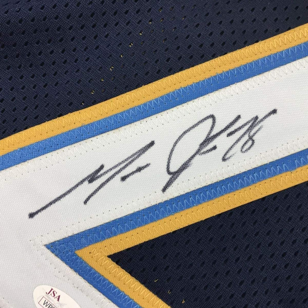 Framed Autographed/Signed Melvin Gordon 35x39 Los Angeles LA Dark Blue Football Jersey JSA COA