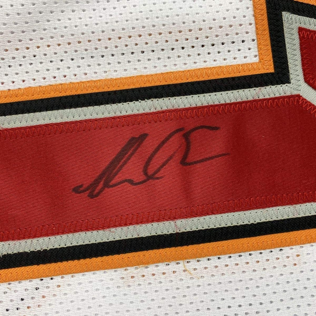 Framed Autographed/Signed Mike Evans 35x39 Tampa Bay White Football Jersey PSA/DNA COA