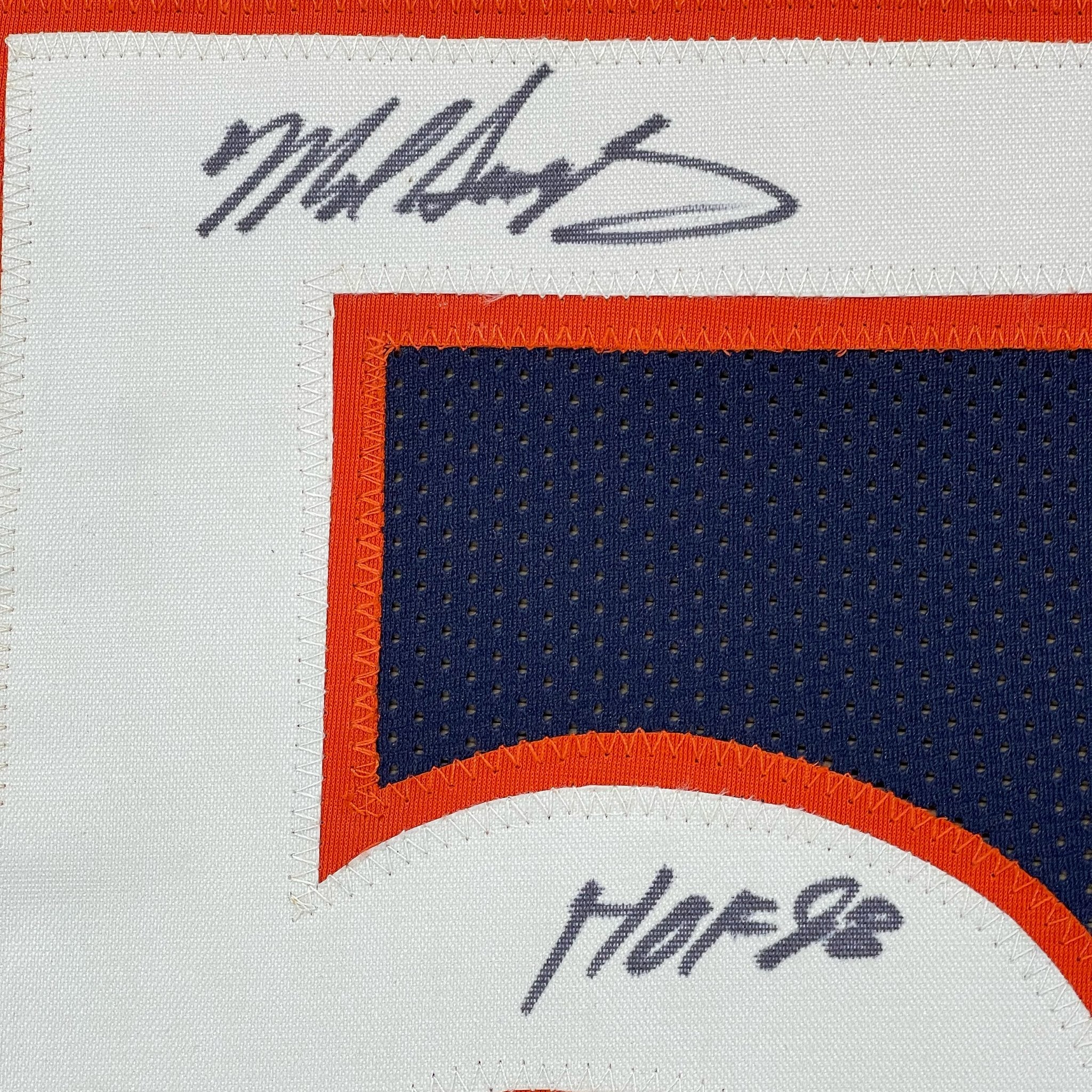 Framed Autographed/Signed Mike Singletary HOF 98 35x39 Chicago Blue Football Jersey JSA COA