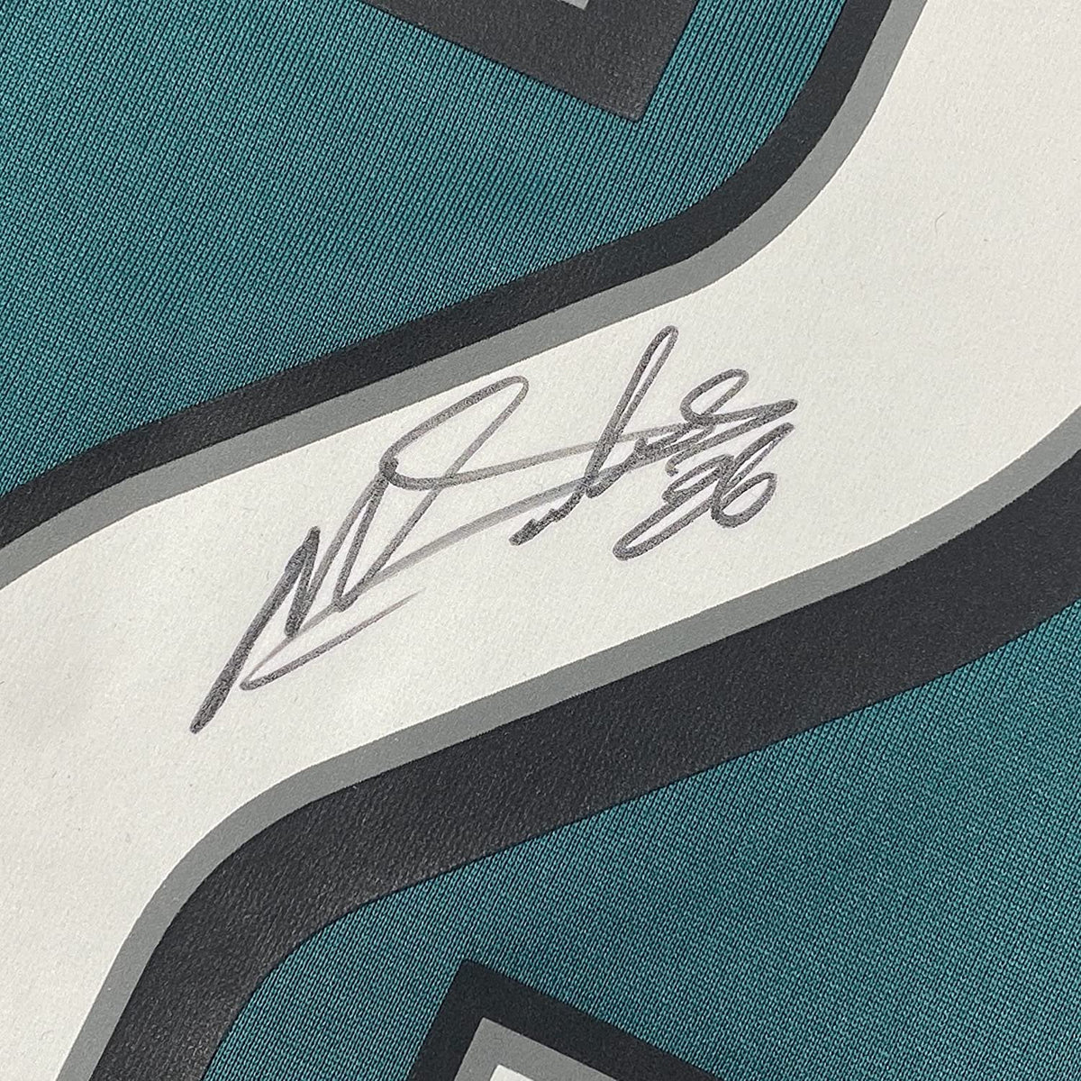 Framed Autographed/Signed Miles Sanders 35x39 Philadelphia Eagles Green Authentic Football Jersey JSA COA