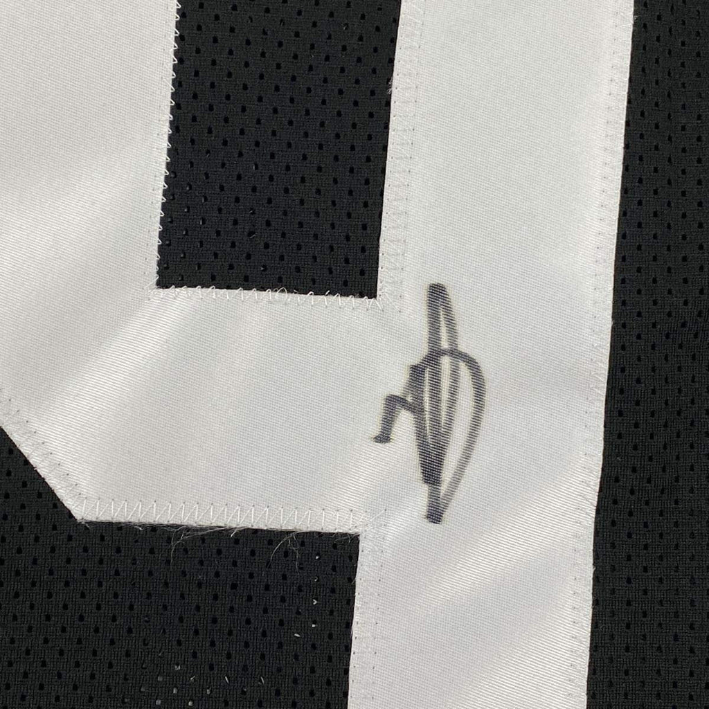 Framed Autographed/Signed Minkah Fitzpatrick 35x39 Pittsburgh Black Football Jersey JSA COA