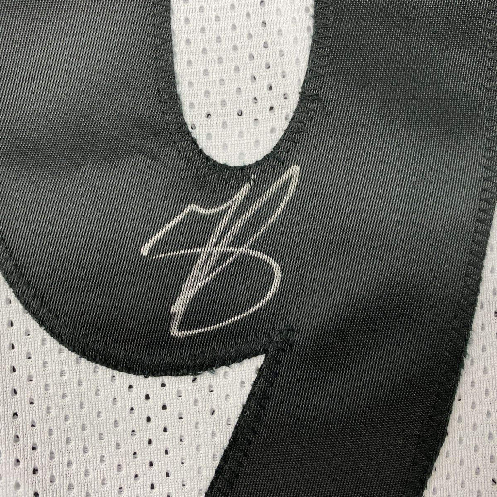 Framed Autographed/Signed Minkah Fitzpatrick 35x39 Pittsburgh White Football Jersey Beckett BAS COA