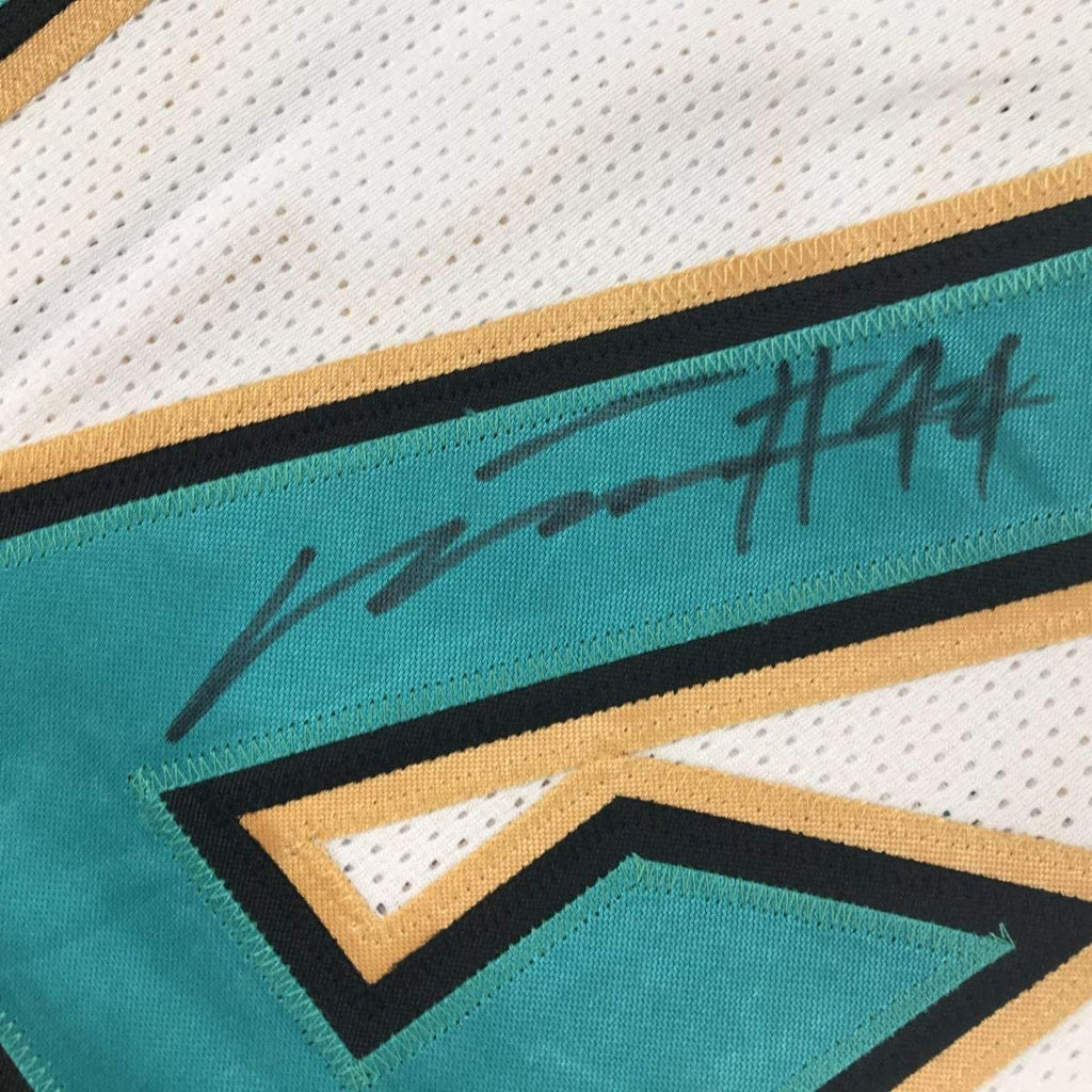 Framed Autographed/Signed Myles Jack 35x39 Jacksonville Retro White Football Jersey JSA COA