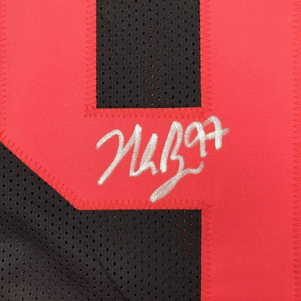 Framed Autographed/Signed Nick Bosa 35x39 San Francisco Black Football Jersey JSA COA