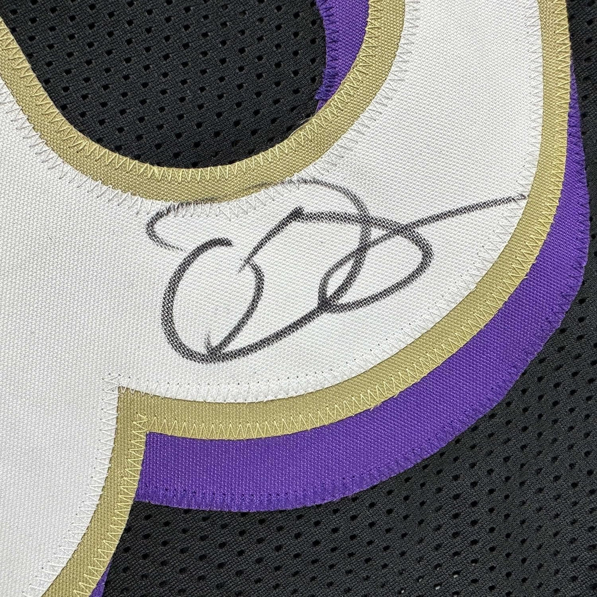 Framed Autographed/Signed Odell Beckham Jr. 35x39 Baltimore Black Football Jersey Beckett BAS COA