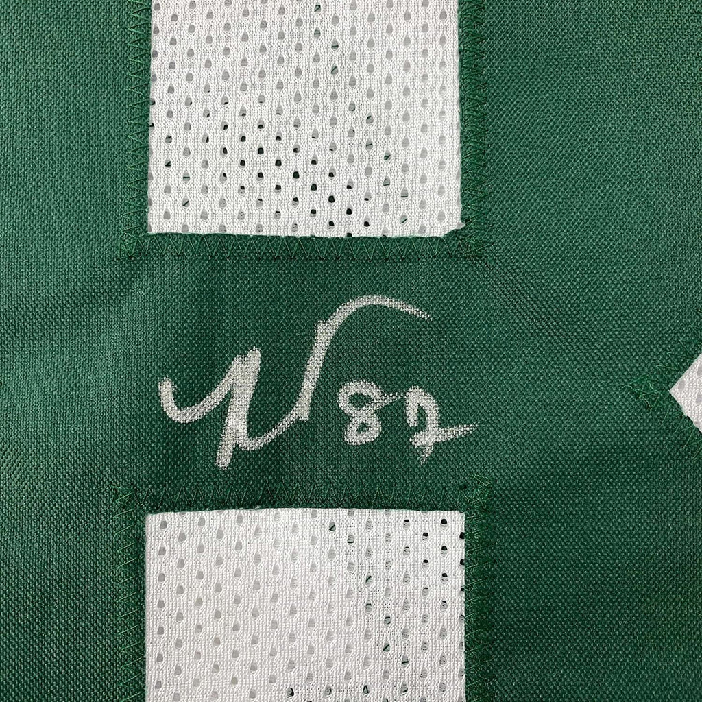 Framed Autographed/Signed Romeo Doubs 35x39 Green Bay White Football Jersey JSA COA
