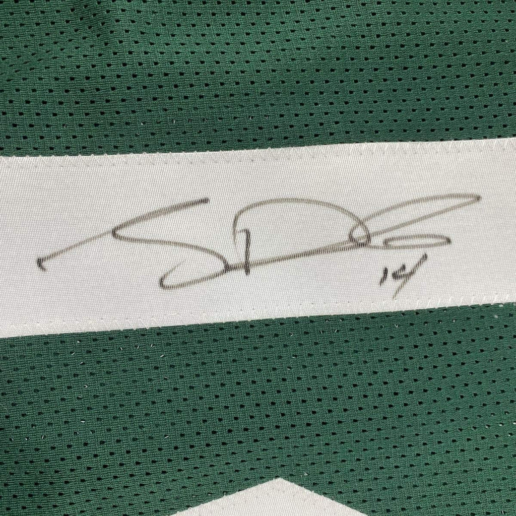 Framed Autographed/Signed Sam Darnold 35x39 New York Green Rookie Football Jersey Beckett BAS COA