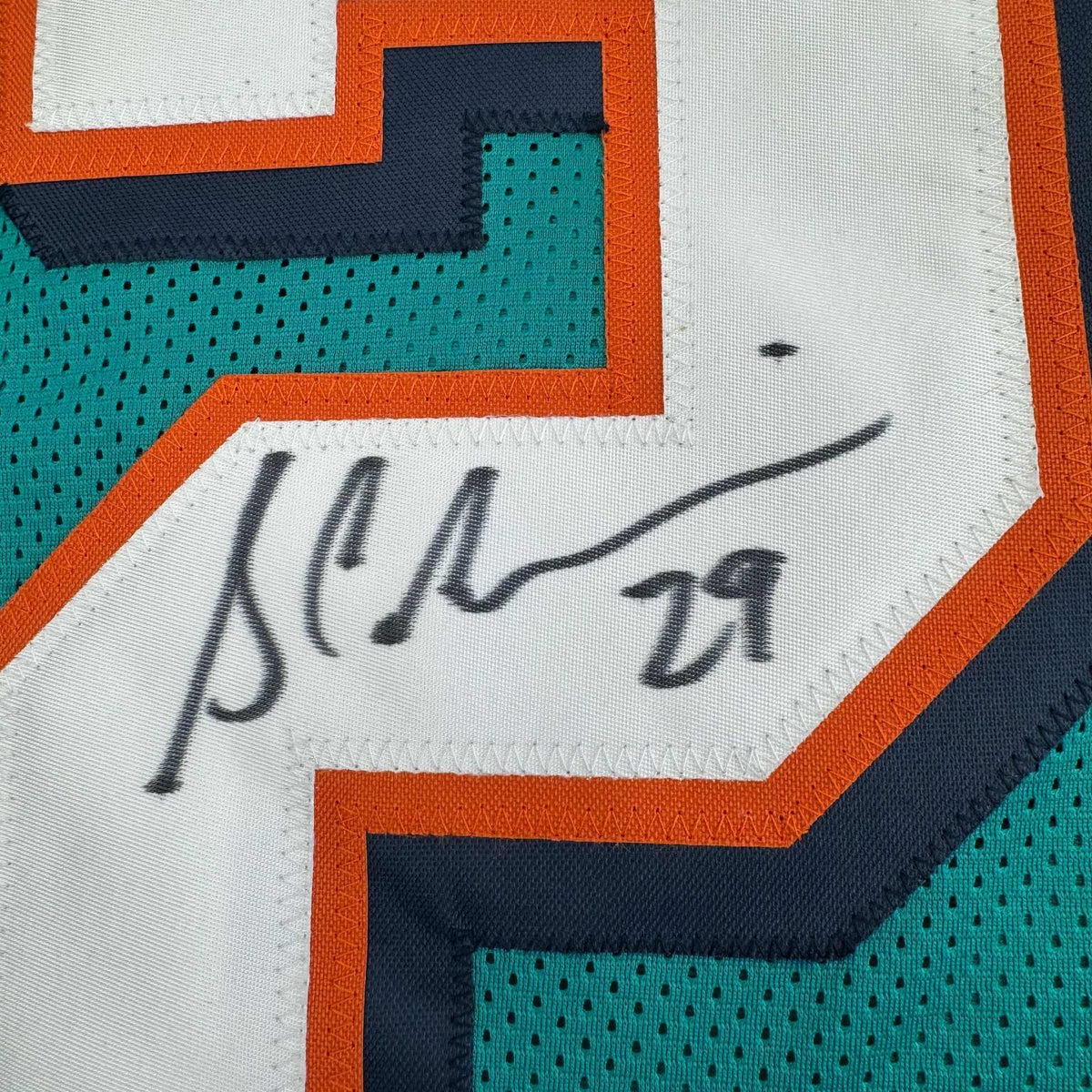 Framed Autographed/Signed Sam Madison 35x39 Miami Teal Football Jersey JSA COA