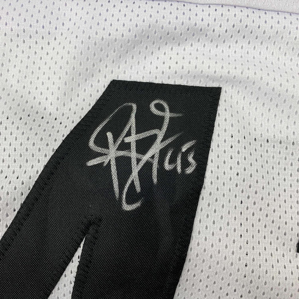 Framed Autographed/Signed Troy Polamalu 35x39 Pittsburgh White Football Jersey Beckett BAS COA