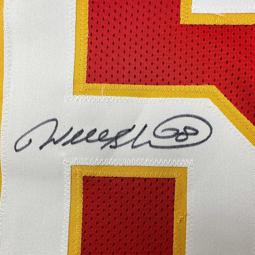 Framed Autographed/Signed Will Shields 35x39 Kansas City Red Football Jersey JSA COA