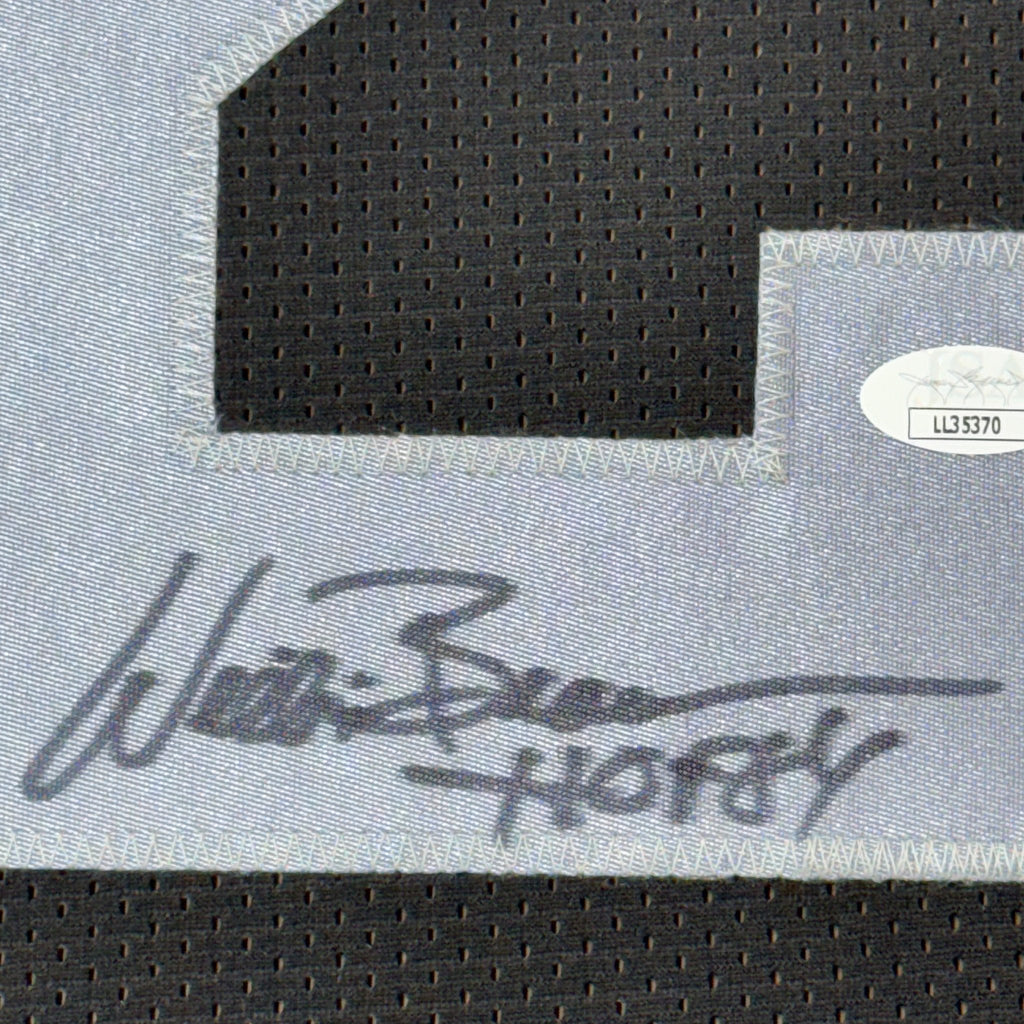 Framed Autographed/Signed Willie Brown 35x39 HOF 84  Las Vegas Oakland Black Football Jersey JSA COA