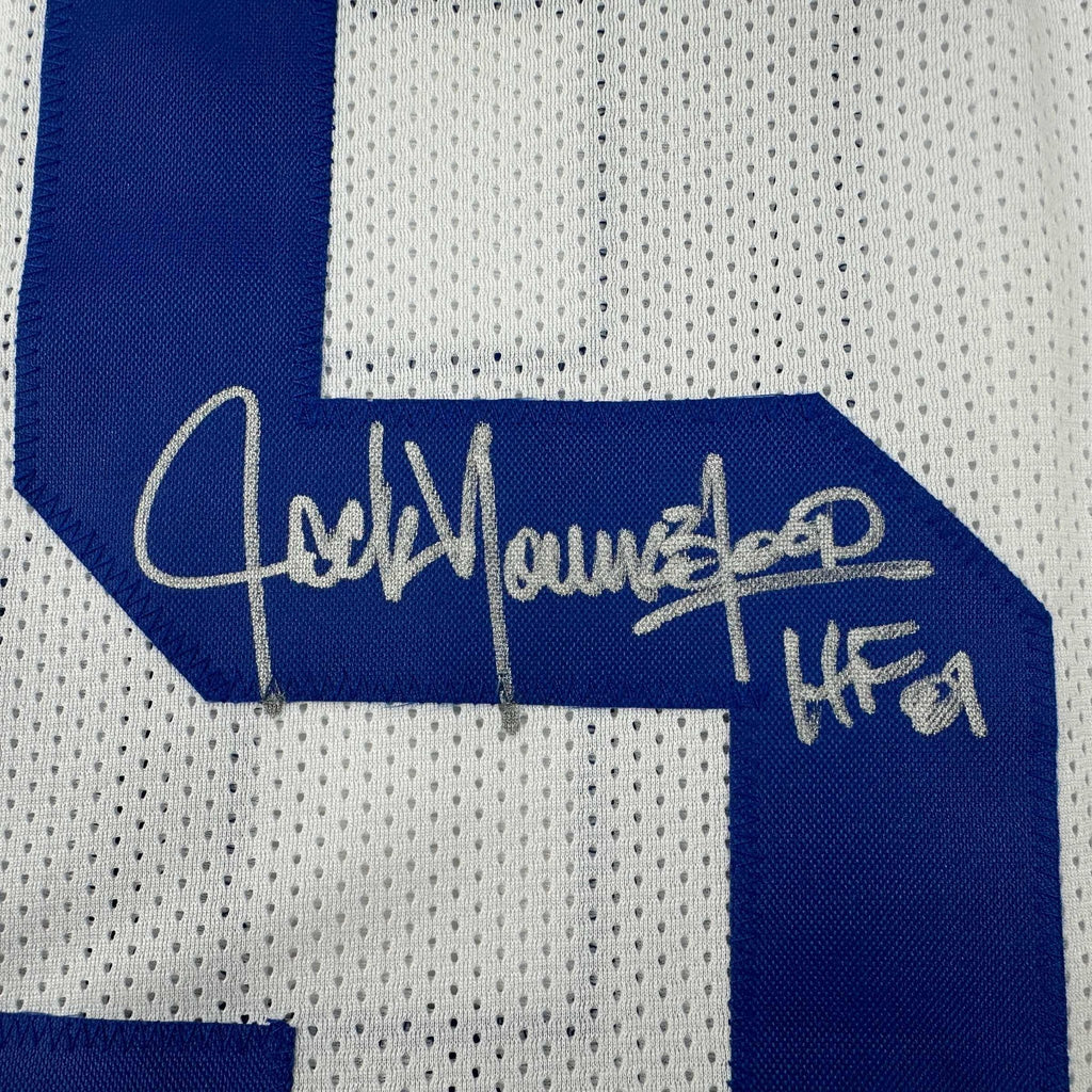 Autographed/Signed Jack Youngblood HOF 01 Los Angeles LA White Football Jersey JSA COA
