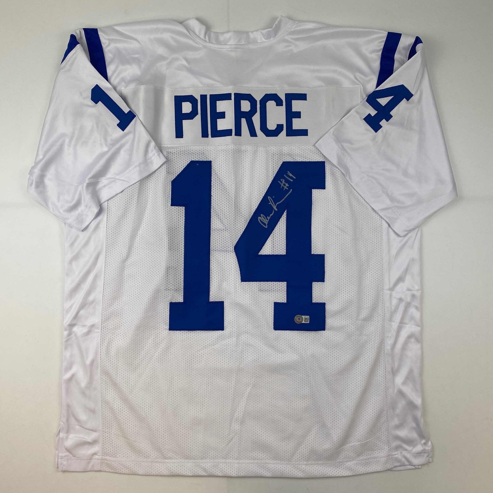 Autographed/Signed Alec Pierce Indianapolis White Football Jersey Beckett BAS COA