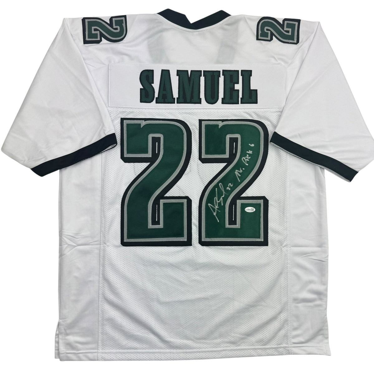 Autographed/Signed Asante Samuel Sr. Philadelphia White Football Jersey JSA COA