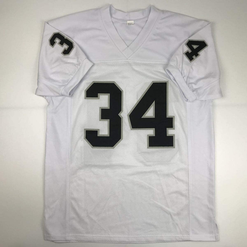 Autographed/Signed Bo Jackson Oakland White Football Jersey Beckett BAS COA