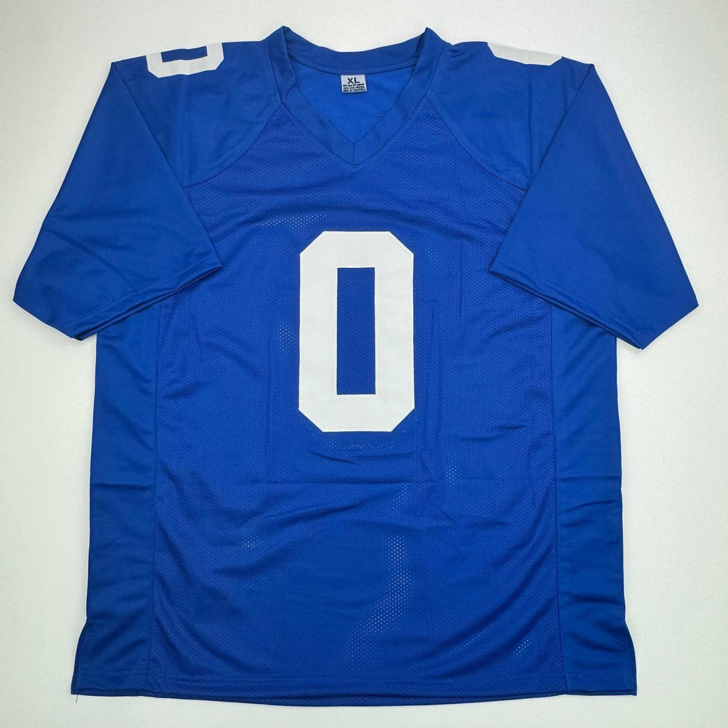 Autographed/Signed Brian Burns New York Blue Football Jersey JSA COA