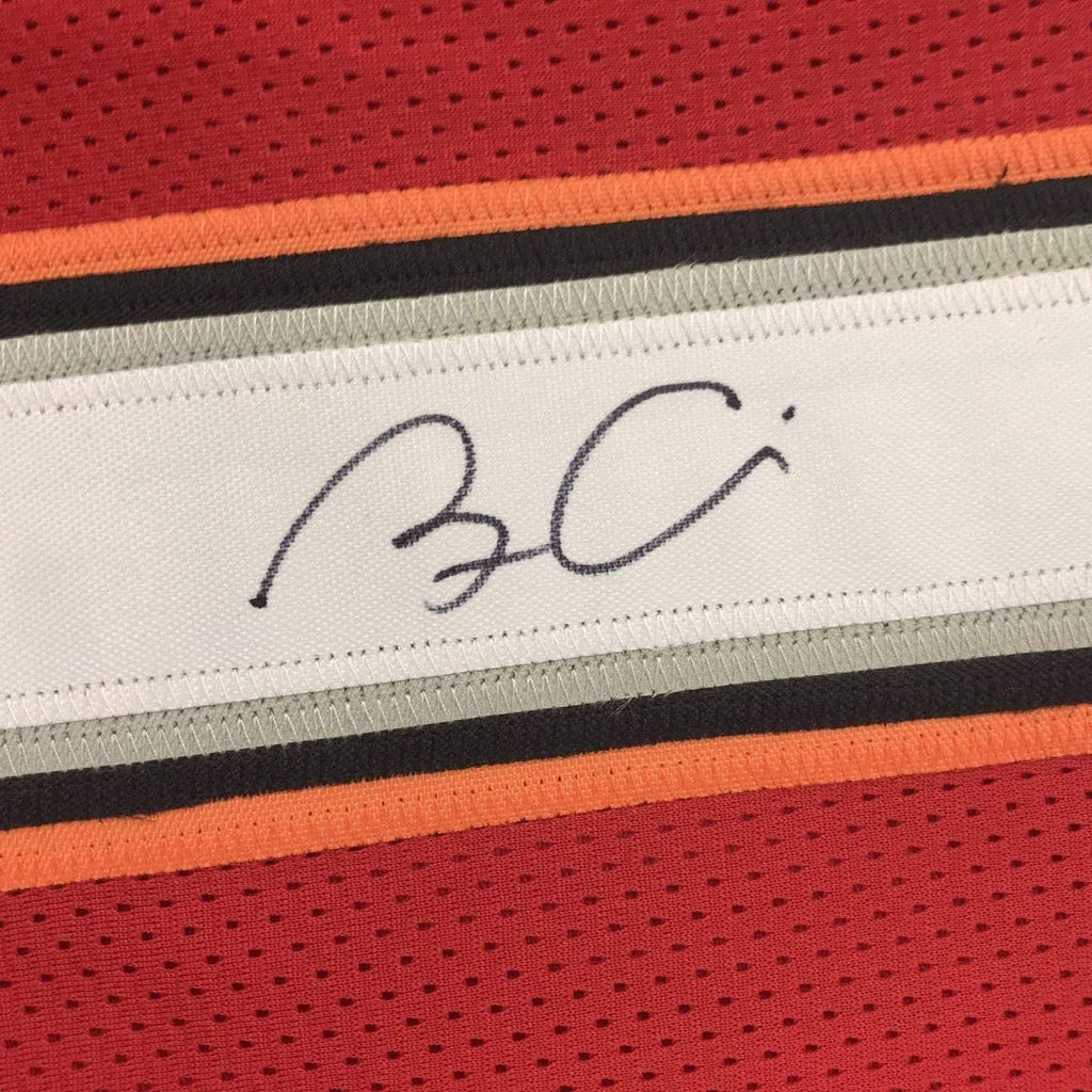 Autographed/Signed Bruce Arians Tampa Bay Red Football Jersey Beckett BAS COA