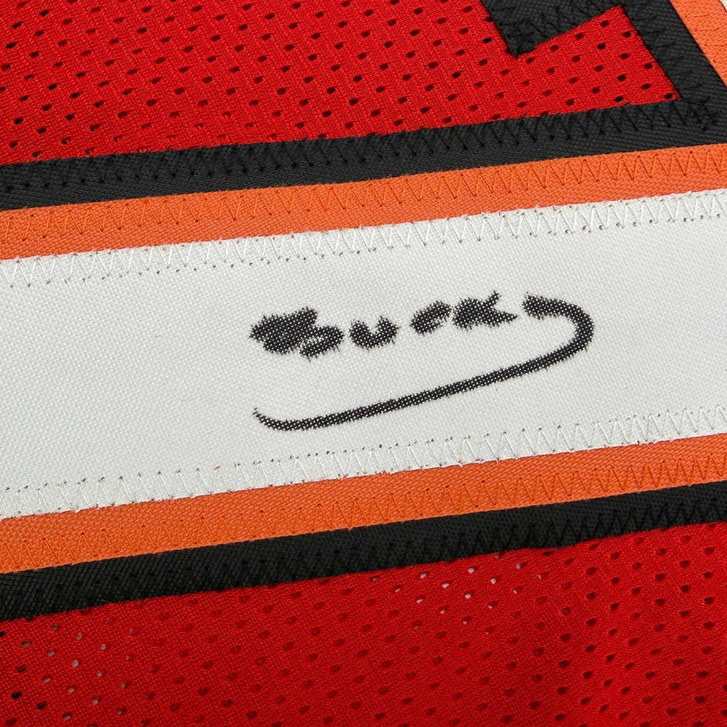 Autographed/Signed Bucky Irving Tampa Bay Red Football Jersey Beckett BAS COA