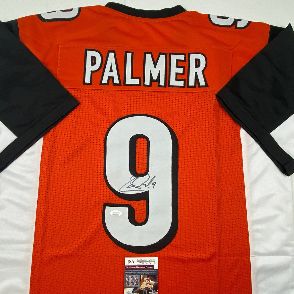 Autographed/Signed Carson Palmer Cincinnati Orange Football Jersey JSA COA