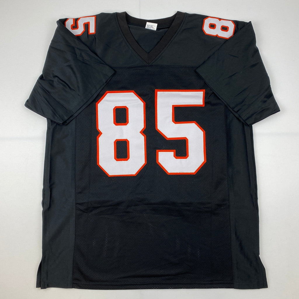 Autographed/Signed Chad Johnson Ochocinco Cincinnati Black Retro Football Jersey JSA COA