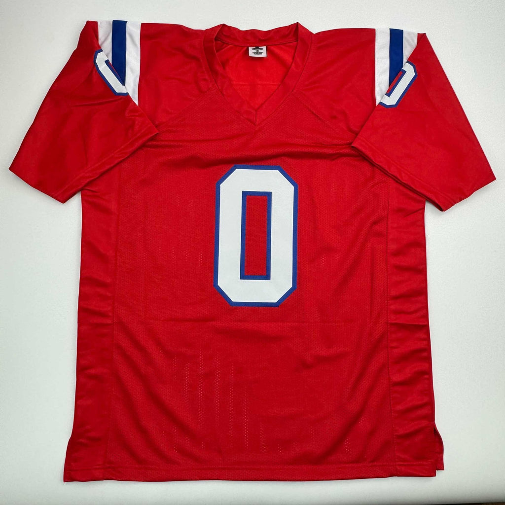 Autographed/Signed Christian Gonzalez New England Red Football Jersey Beckett BAS COA