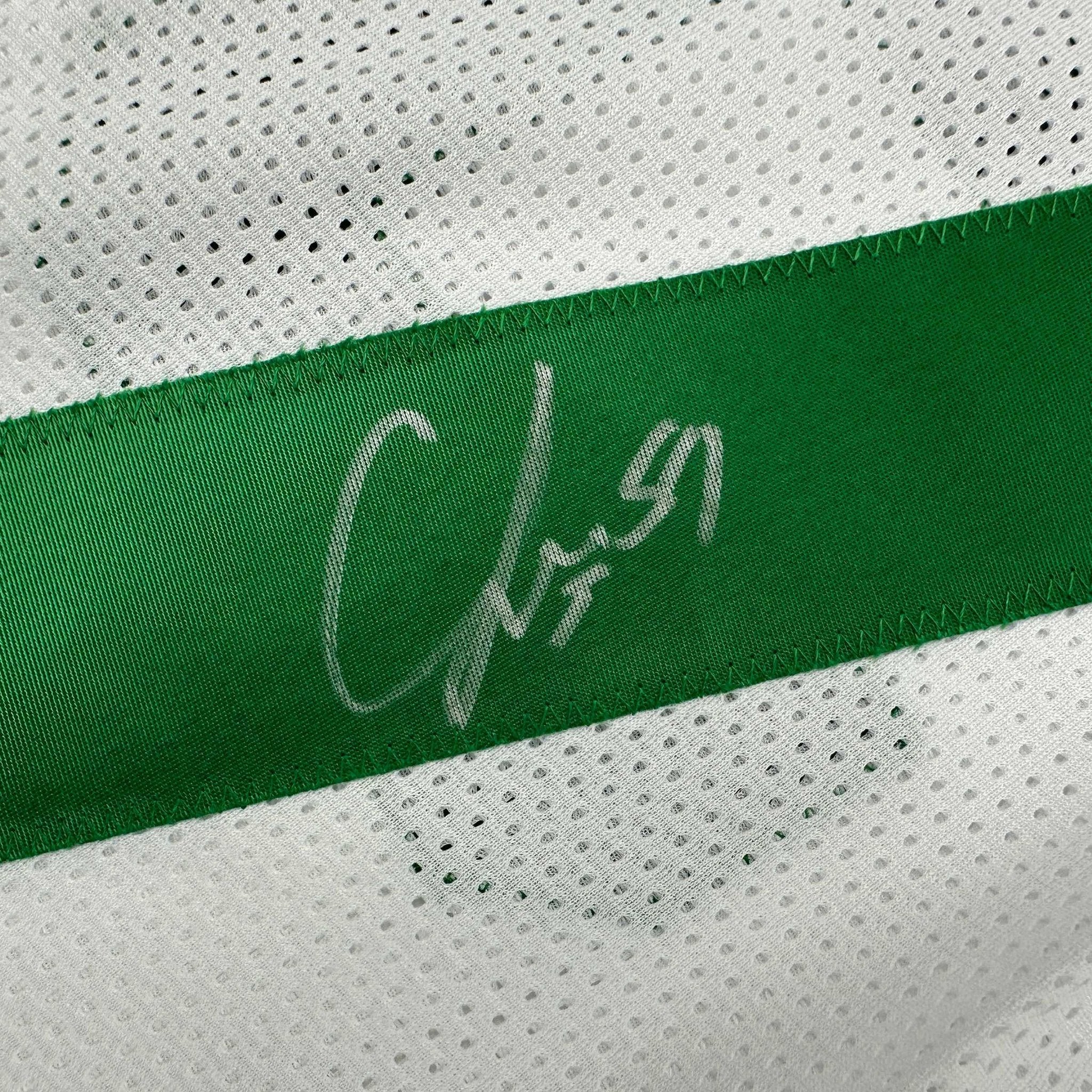 Autographed/Signed CJ C.J. Mosley New York White Football Jersey JSA COA